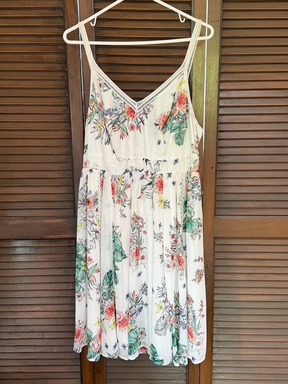 Torrid Floral V-Neck Spaghetti Strap Dress in Ivory